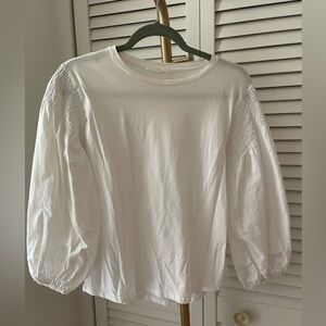 Mango White Crewneck Cotton Top Size S